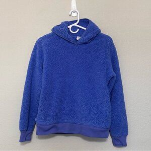 Athleta Girl Cozy Blue Faux Sherpa Girls Hoodie with Pockets size XL